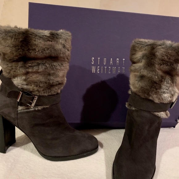 stuart weitzman fur booties